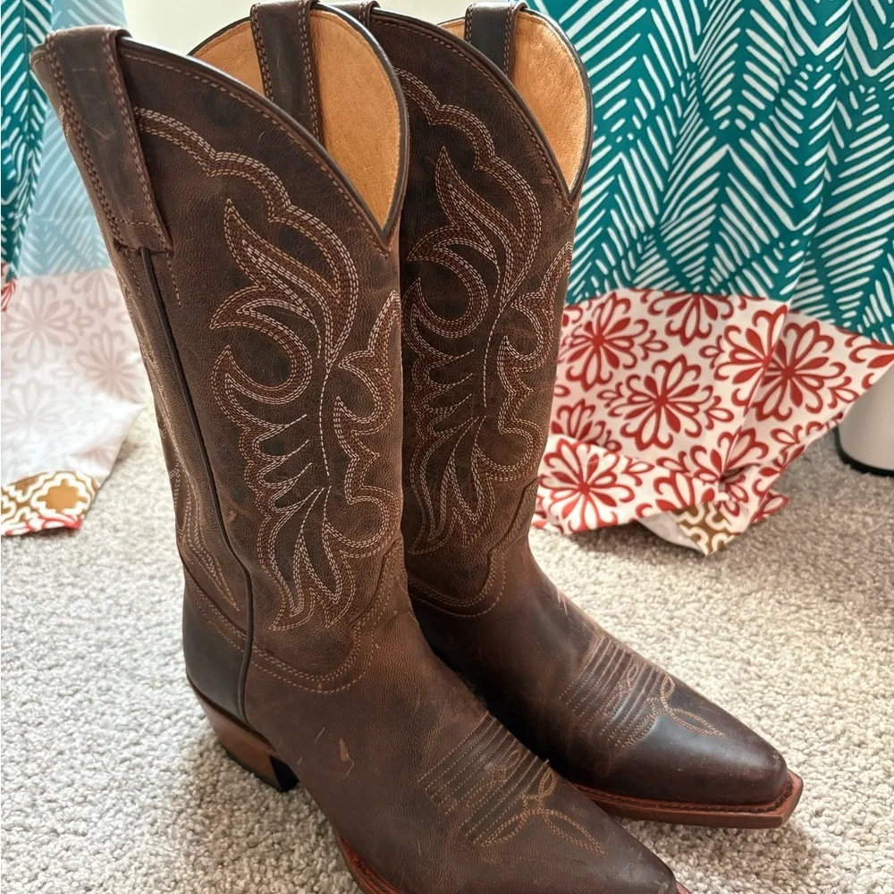 Shyanne Brown Heeled Boots - Picture 1 of 3